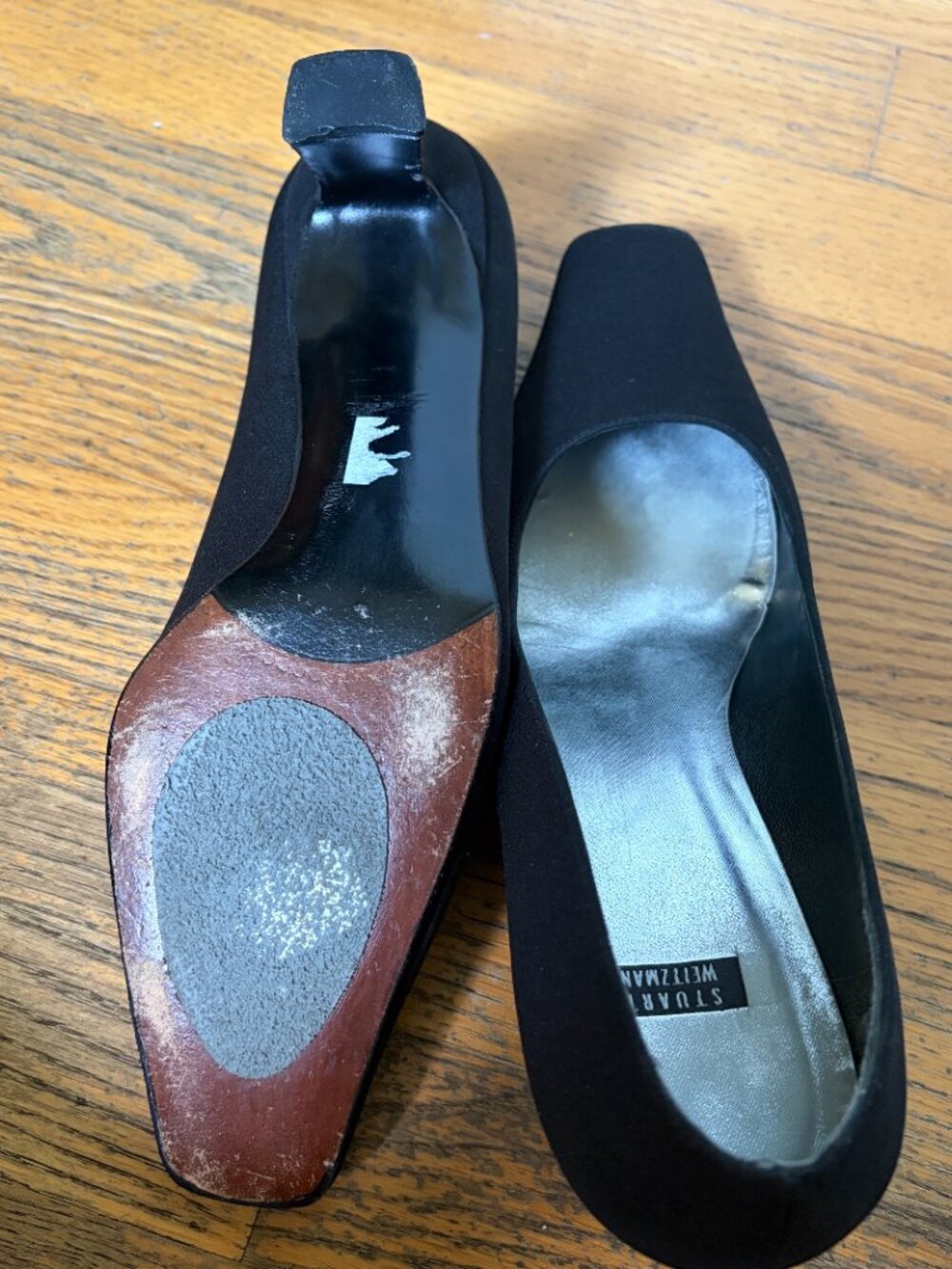 Stuart Weitzman vintage square toe pumps Black Size 8.5 - Picture 3 of 11